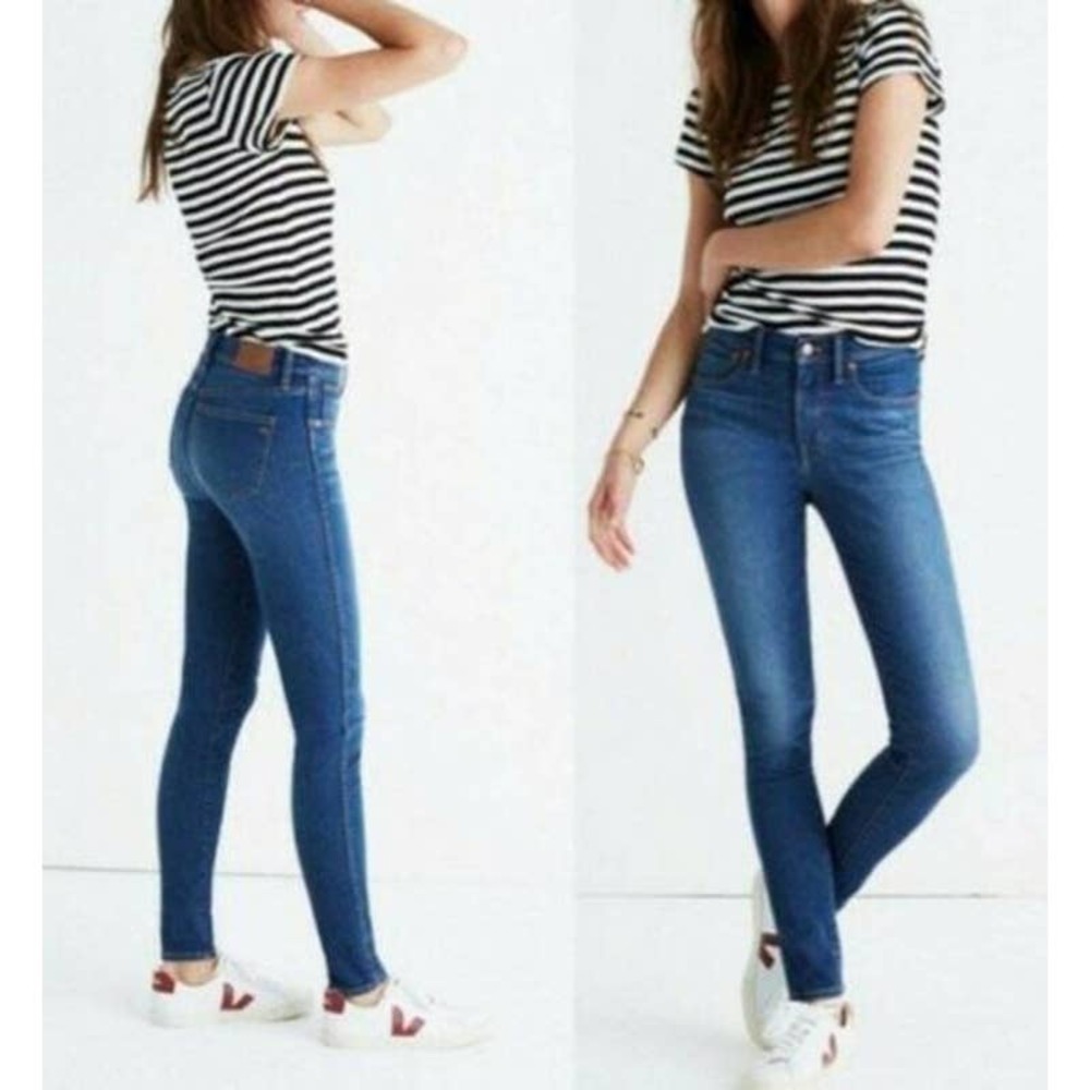 New Madewell Women's 9" Mid Rise Stretch Skinny Jeans Zipper Fly Blue Size 26